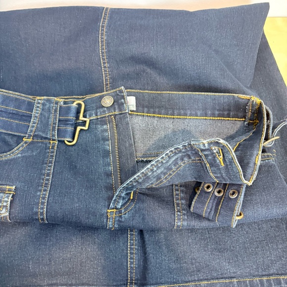 Vintage Y2K Gasoline Jeans Dark Wash Denim Maxi Skirt w/ Belt Utility Pocket - Picture 10 of 13